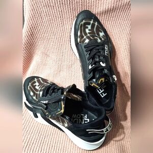 Fendi Flow FF Jacquard Lace-Up Sneakers